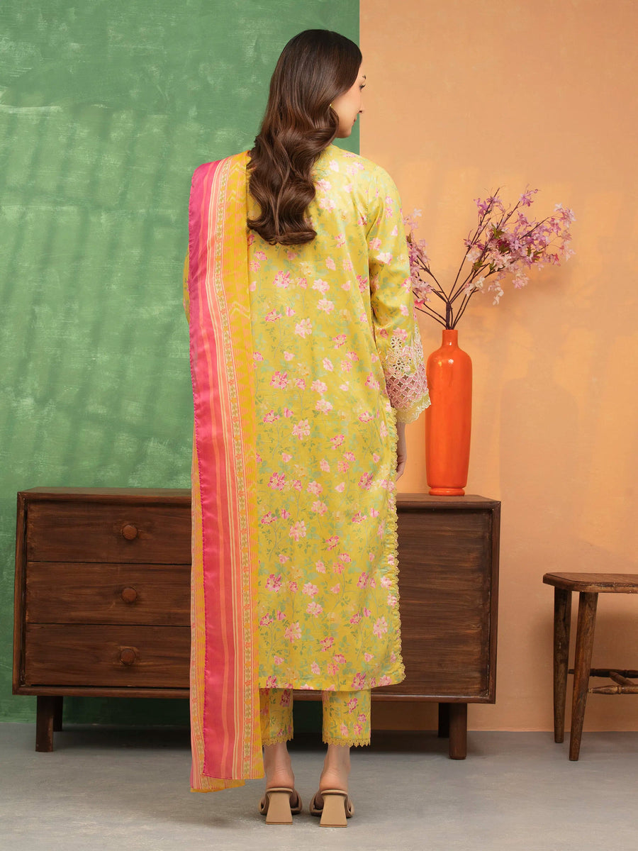 edenrobe Premium Embroidered Lawn Unstitched 3Pc Suit EWU5V1-31441