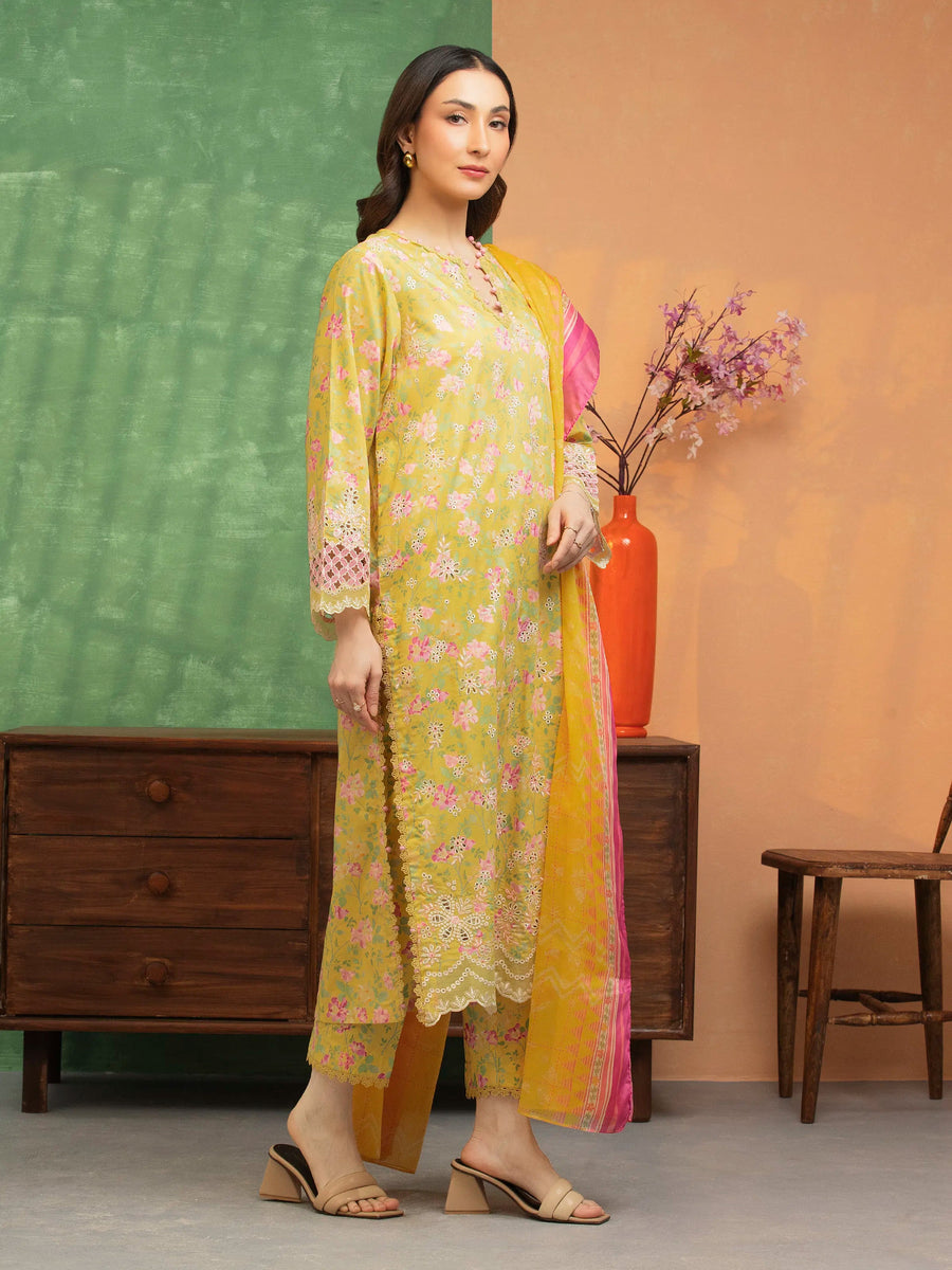 edenrobe Premium Embroidered Lawn Unstitched 3Pc Suit EWU5V1-31441