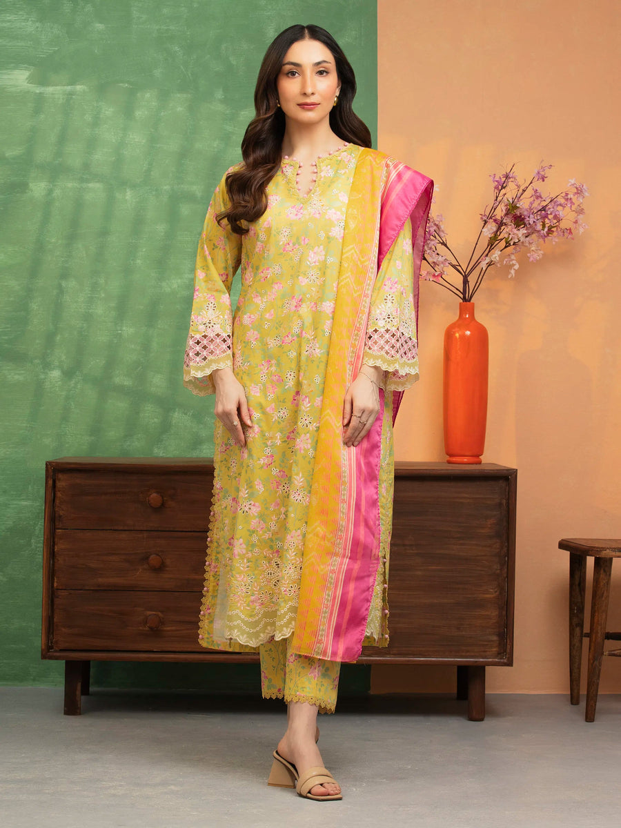 edenrobe Premium Embroidered Lawn Unstitched 3Pc Suit EWU5V1-31441
