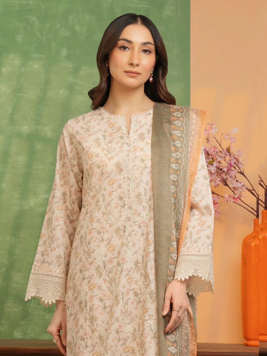 edenrobe Premium Lawn Unstitched Embroidered 3Pc Suit EWU5V1-31446
