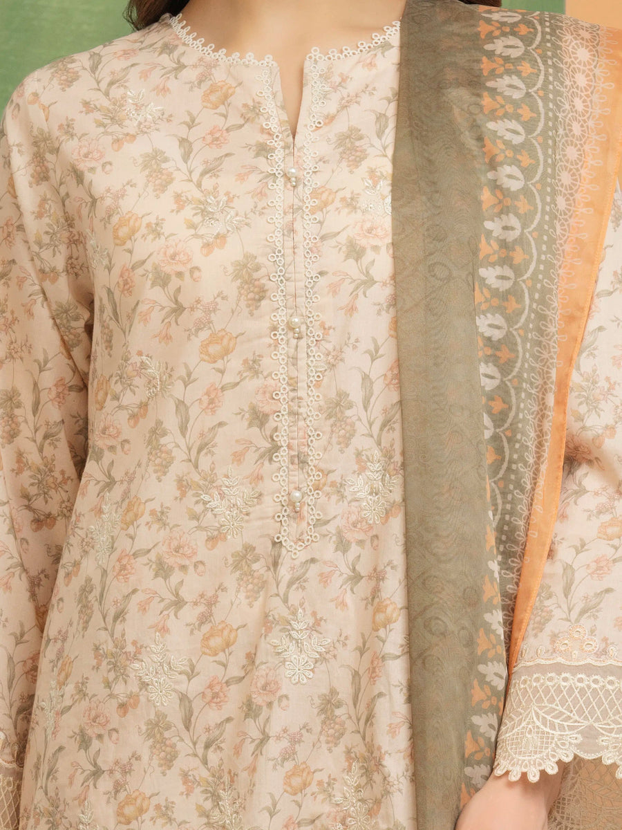 edenrobe Premium Lawn Unstitched Embroidered 3Pc Suit EWU5V1-31446