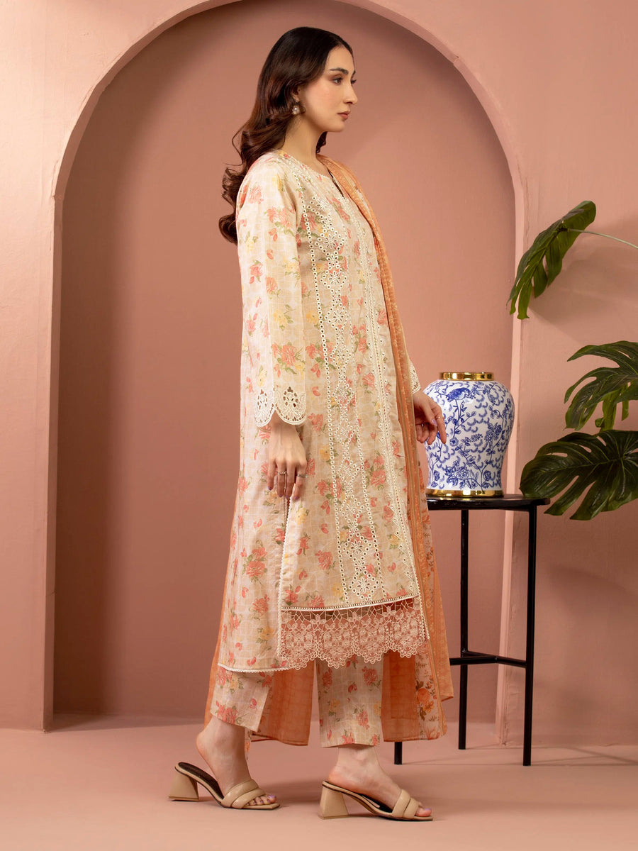 edenrobe Premium Lawn Unstitched Embroidered 3Pc Suit EWU5V1-31447