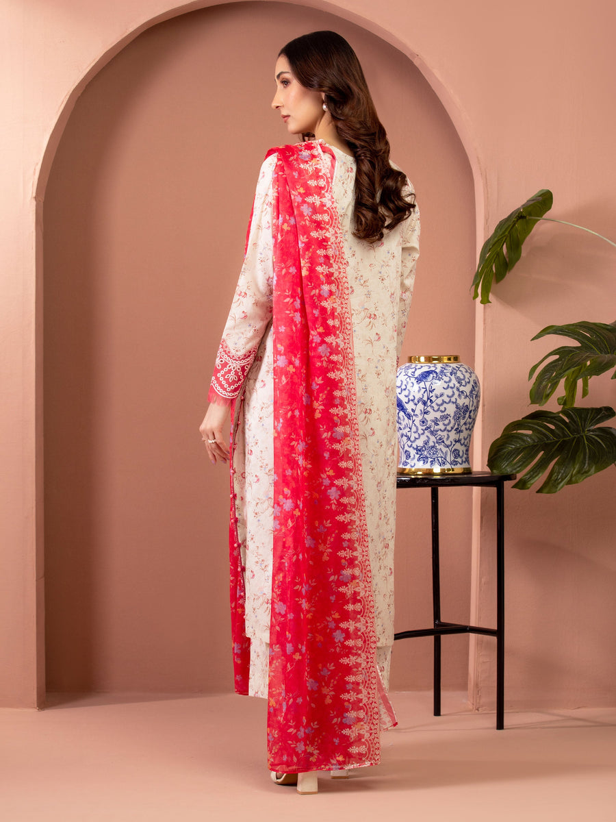 edenrobe Premium Embroidered Lawn Unstitched 3Pc Suit EWU5V1-31448
