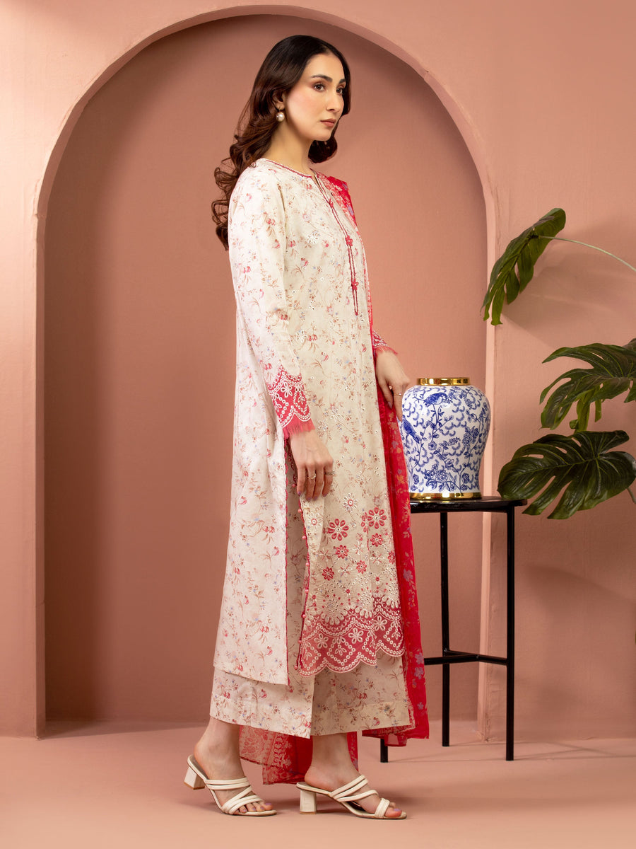 edenrobe Premium Embroidered Lawn Unstitched 3Pc Suit EWU5V1-31448