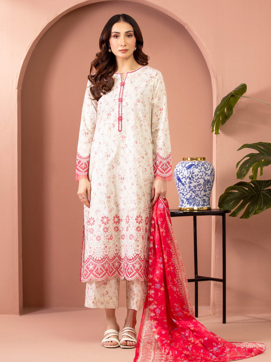edenrobe Premium Embroidered Lawn Unstitched 3Pc Suit EWU5V1-31448