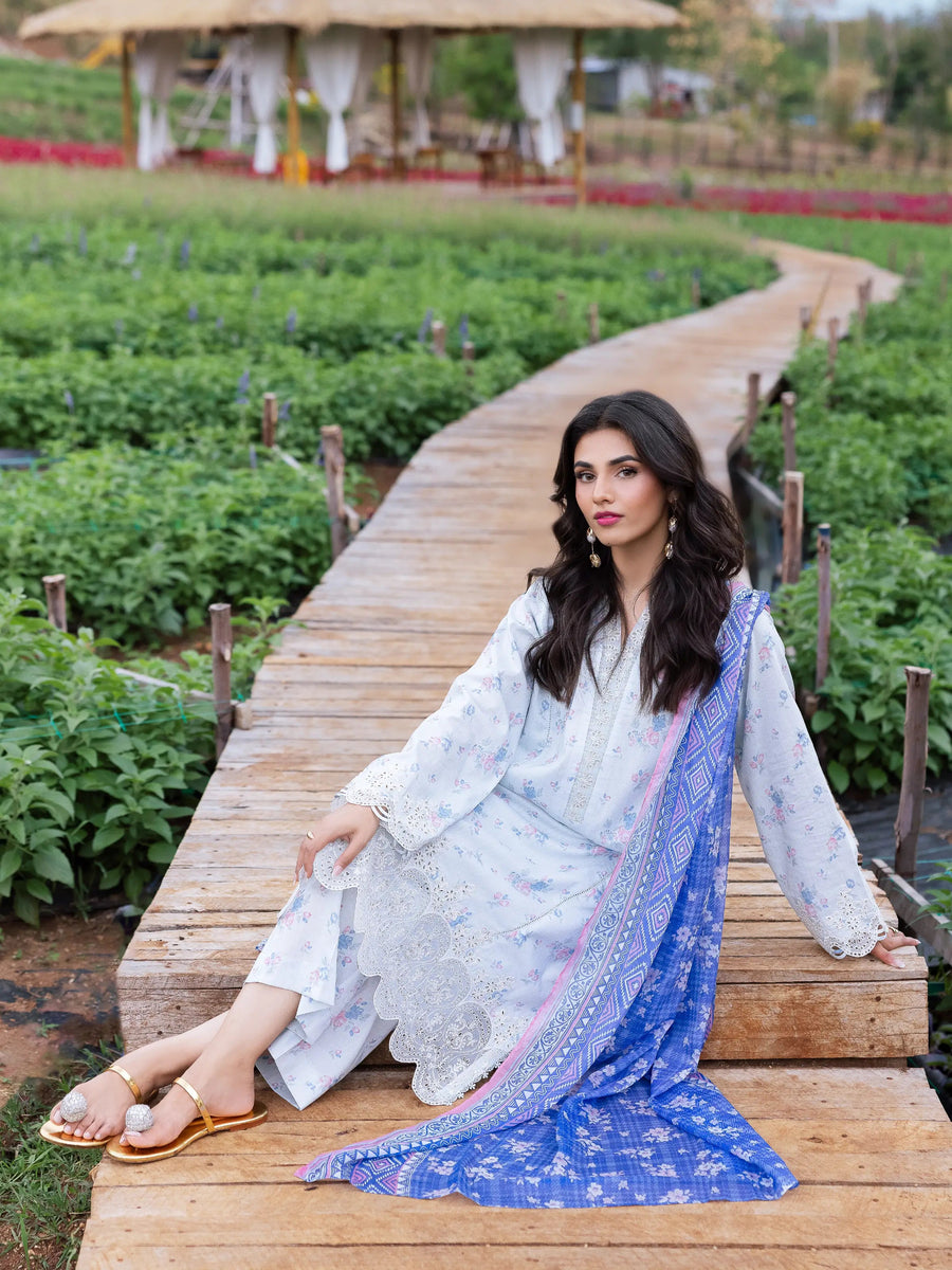 edenrobe Premium Lawn Unstitched Embroidered 3Pc Suit EWU5V1-31449