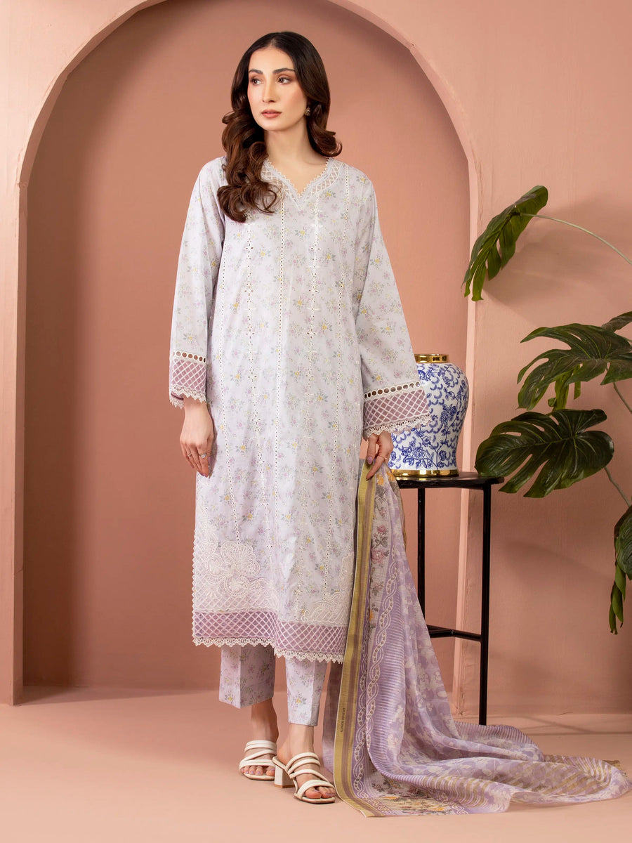 edenrobe Premium Embroidered Lawn Unstitched 3Pc Suit EWU5V1-31450