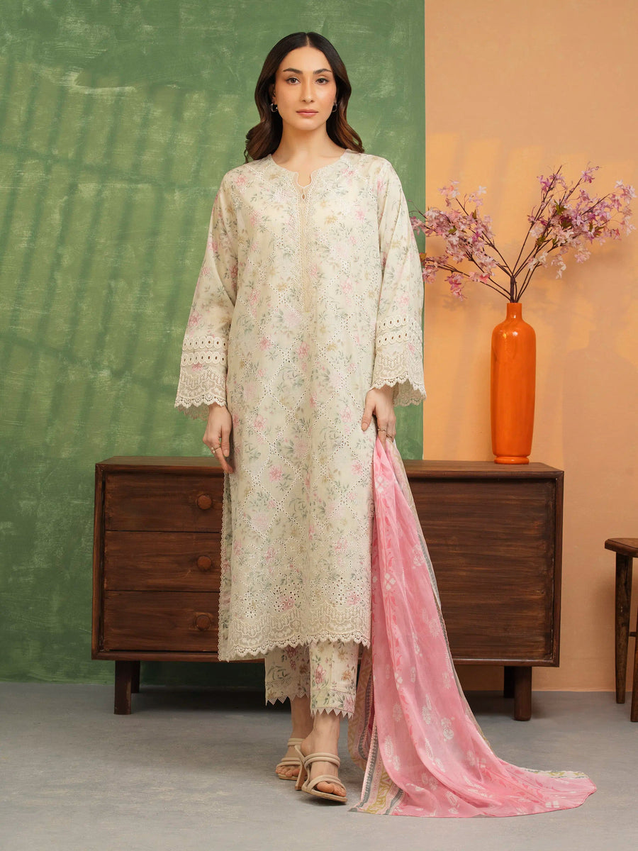 edenrobe Premium Lawn Unstitched Embroidered 3Pc Suit EWU5V1-31452