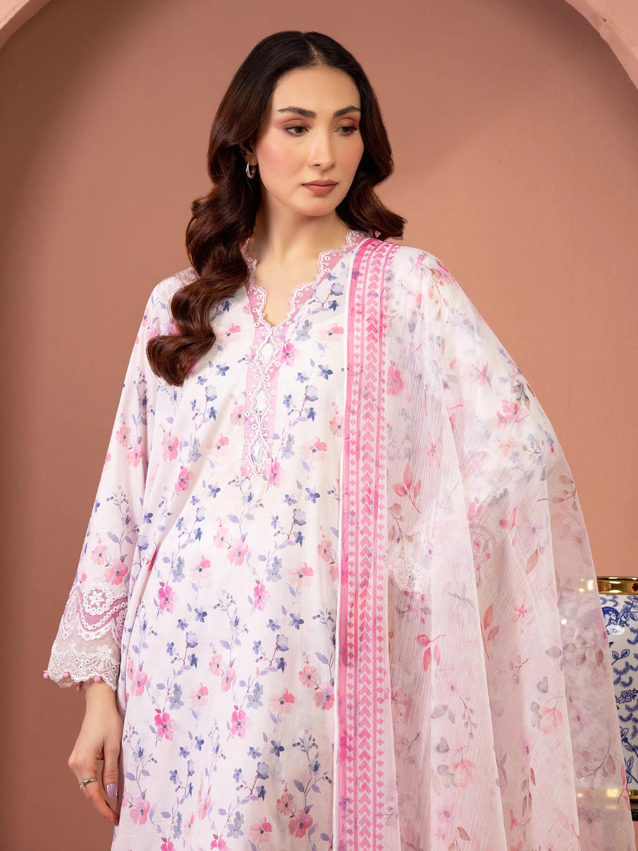edenrobe Premium Embroidered Lawn Unstitched 3Pc Suit EWU5V1-31453