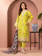 edenrobe Premium Embroidered Lawn Unstitched 3Pc Suit EWU5V1-31455