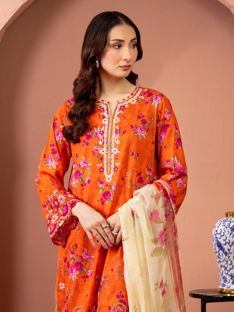 edenrobe Premium Lawn Unstitched Embroidered 3Pc Suit EWU5V1-31456