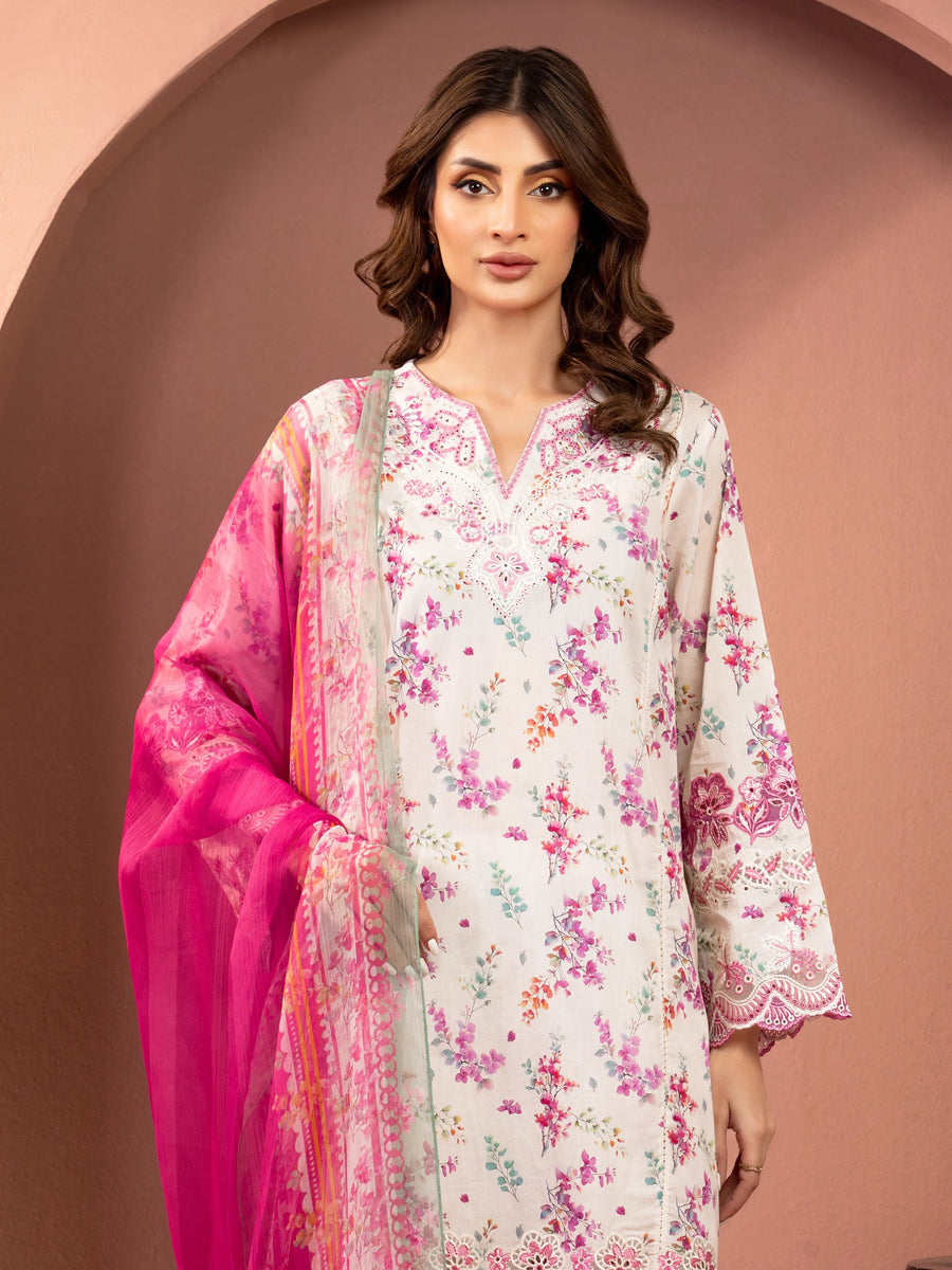 edenrobe Premium Embroidered Lawn Unstitched 3Pc Suit EWU5V1-31457
