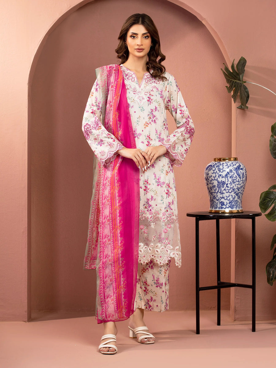 edenrobe Premium Embroidered Lawn Unstitched 3Pc Suit EWU5V1-31457