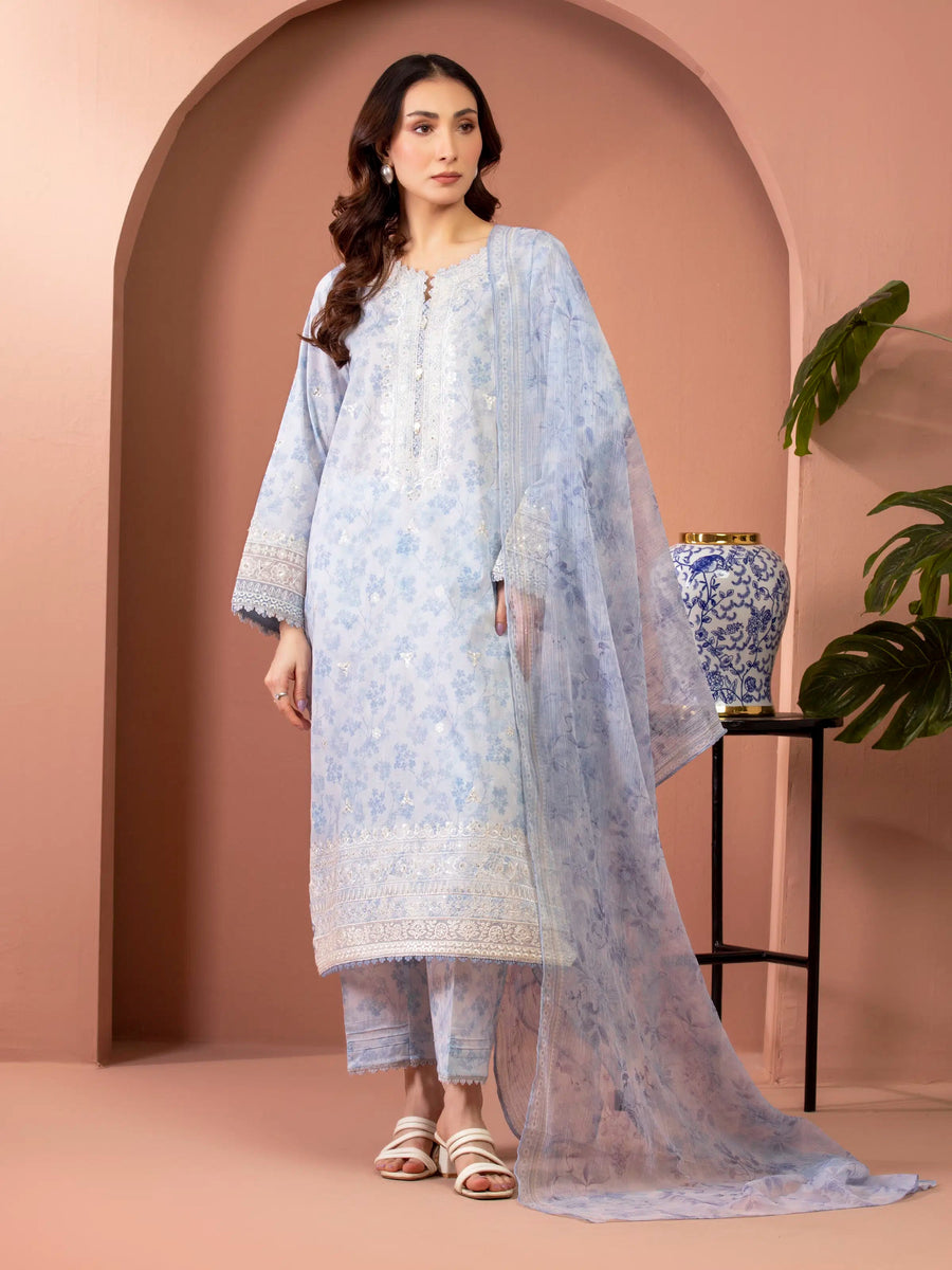 edenrobe Premium Embroidered Lawn Unstitched 3Pc Suit EWU5V1-31458