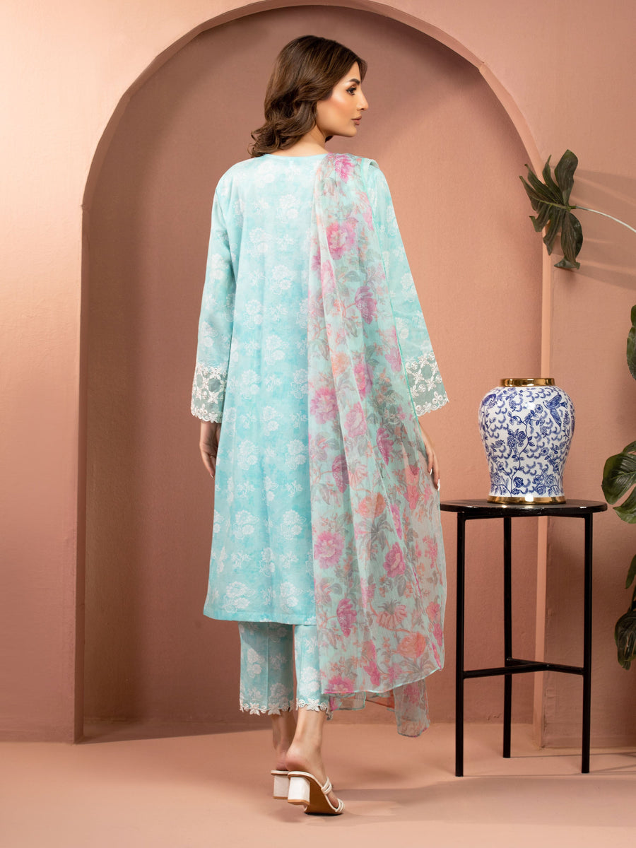 edenrobe Premium Embroidered Lawn Unstitched 3Pc Suit EWU5V1-31459