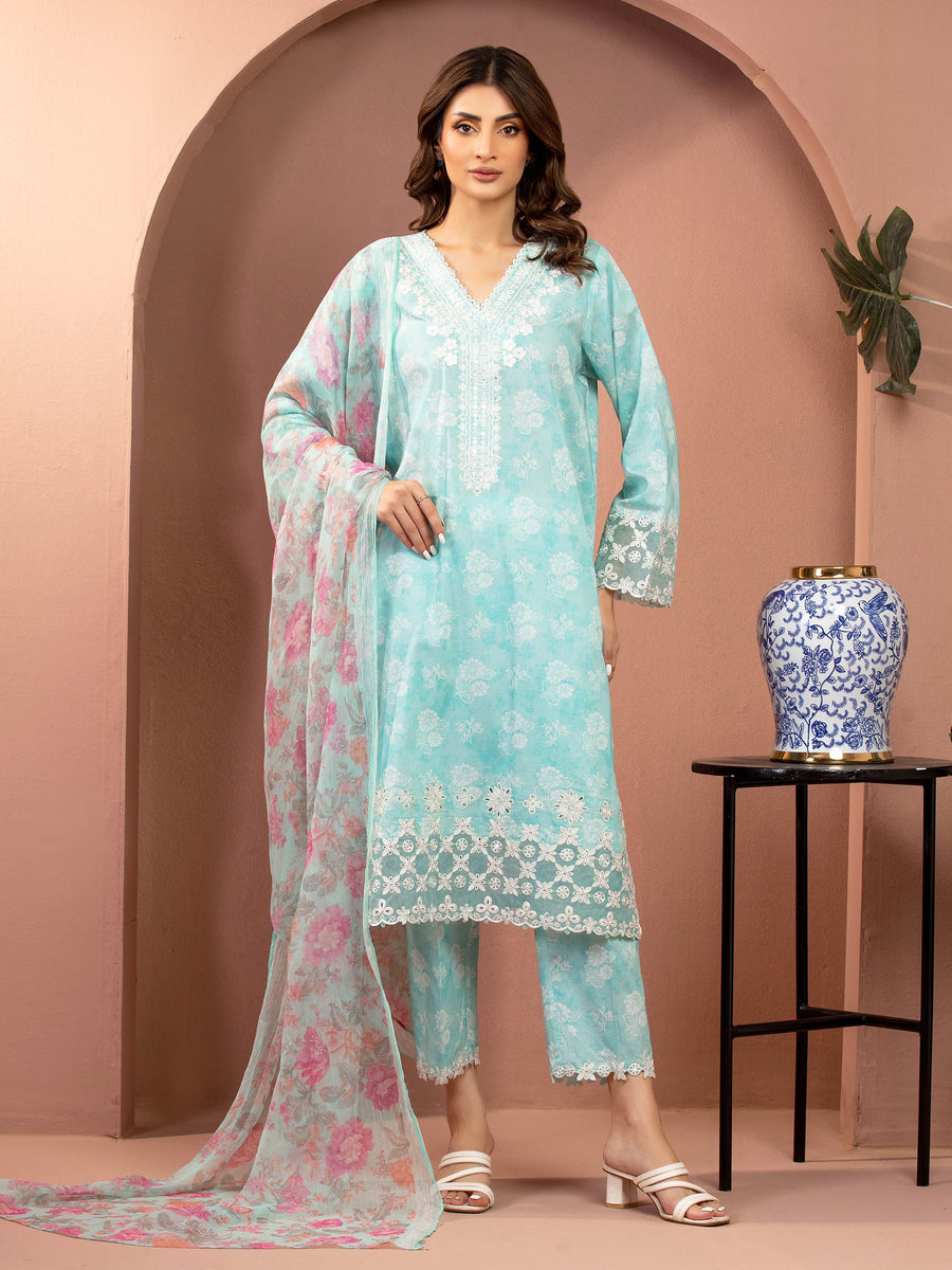 edenrobe Premium Embroidered Lawn Unstitched 3Pc Suit EWU5V1-31459