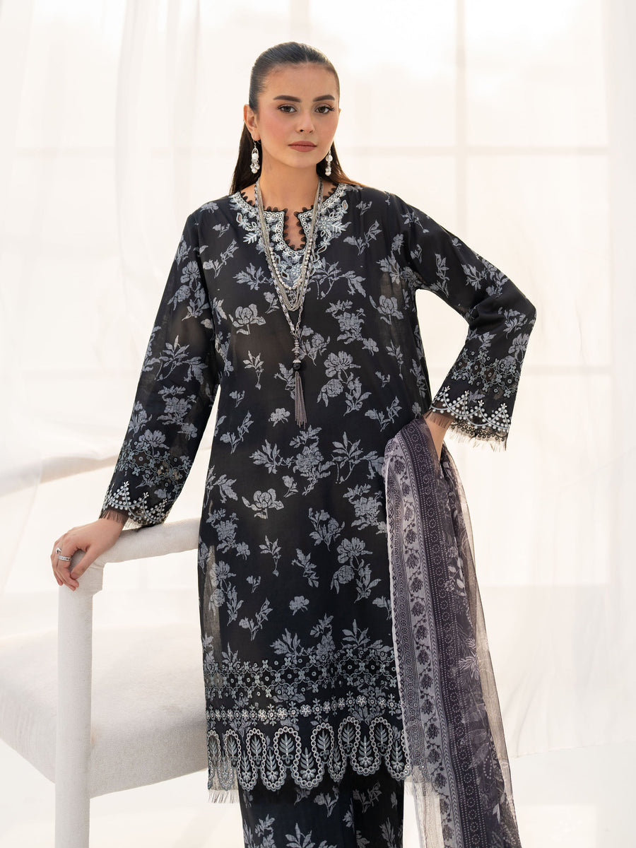 edenrobe Premium Lawn Unstitched Embroidered 3Pc Suit EWU5V1-31476