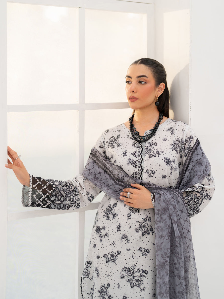 edenrobe Premium Embroidered Lawn Unstitched 3Pc Suit EWU5V1-31477