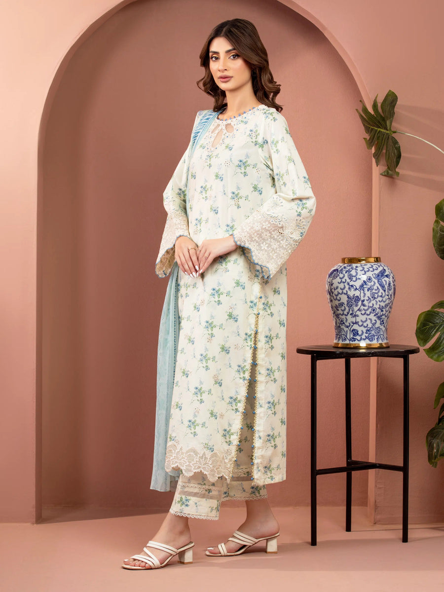 edenrobe Premium Lawn Unstitched Embroidered 3Pc Suit EWU5V1-31482