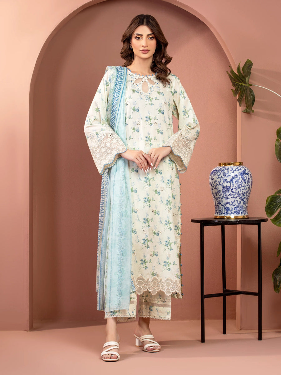 edenrobe Premium Lawn Unstitched Embroidered 3Pc Suit EWU5V1-31482