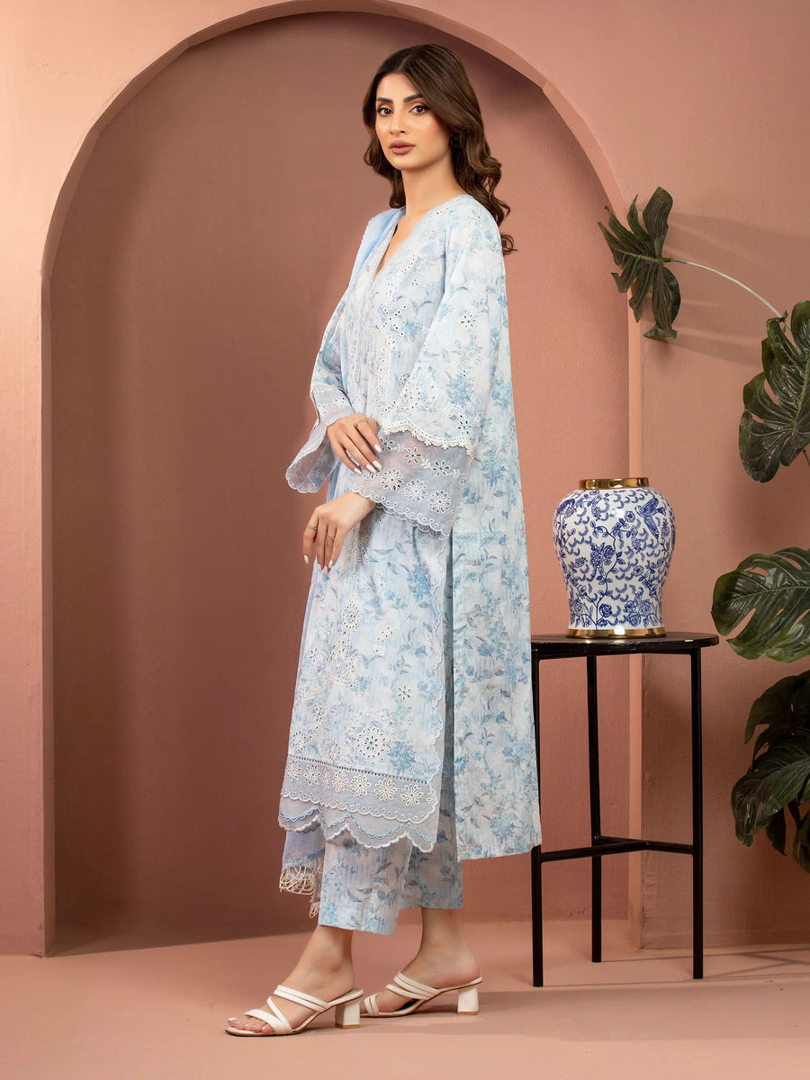 edenrobe Premium Lawn Unstitched Embroidered 3Pc Suit EWU5V1-31483