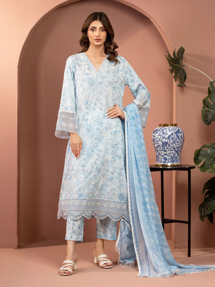 edenrobe Premium Lawn Unstitched Embroidered 3Pc Suit EWU5V1-31483