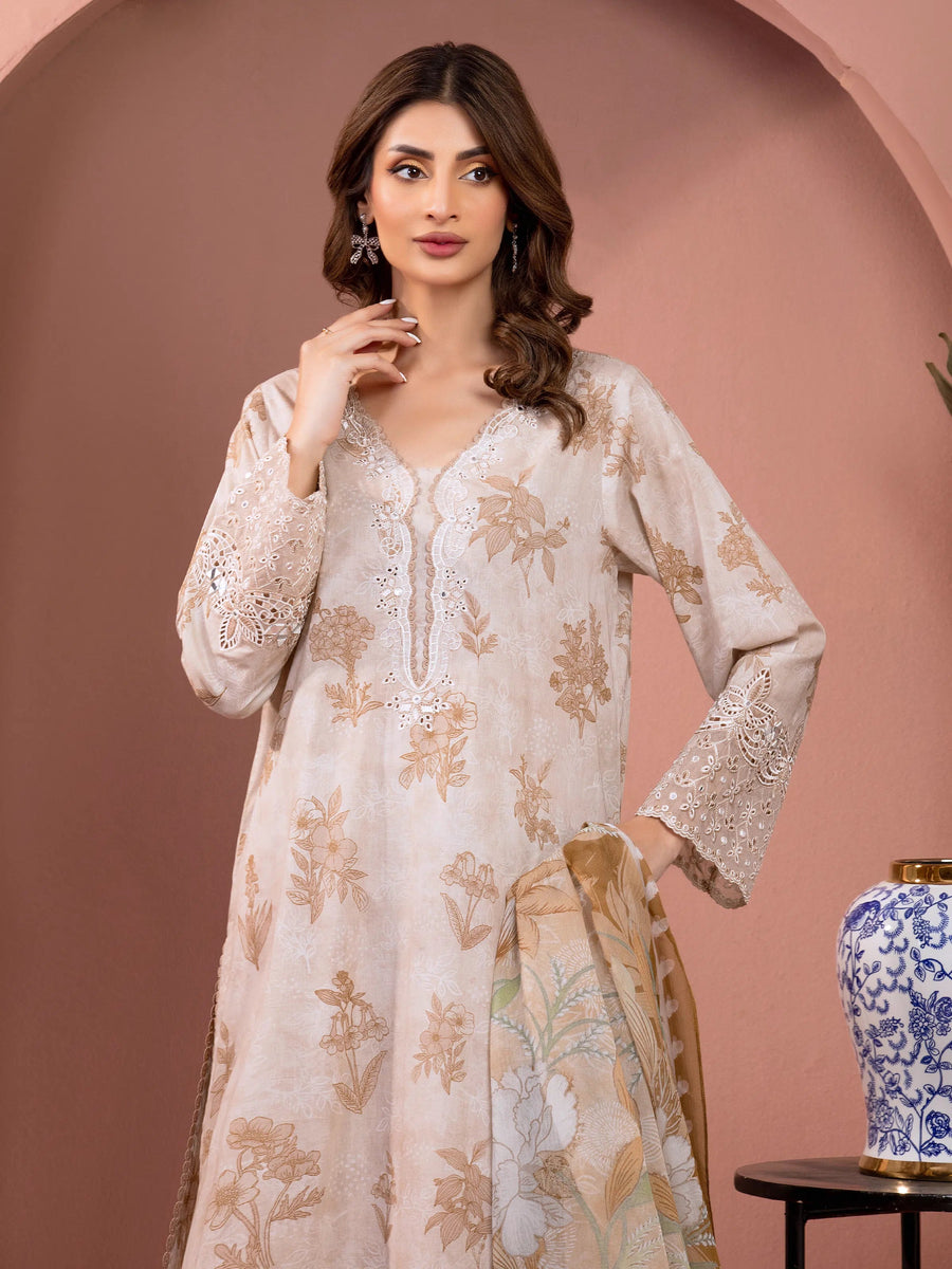 edenrobe Premium Lawn Unstitched Embroidered 3Pc Suit EWU5V1-31485