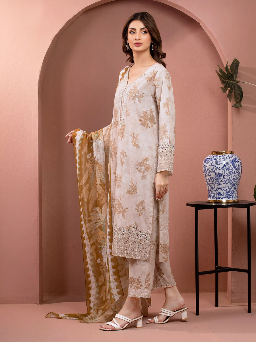 edenrobe Premium Lawn Unstitched Embroidered 3Pc Suit EWU5V1-31485