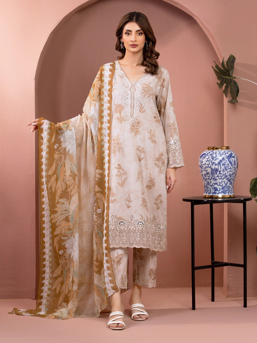 edenrobe Premium Lawn Unstitched Embroidered 3Pc Suit EWU5V1-31485