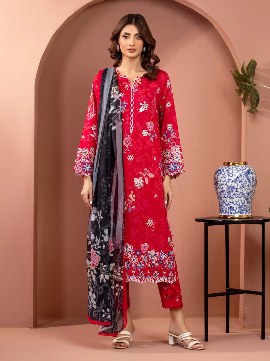 edenrobe Premium Lawn Unstitched Embroidered 3Pc Suit EWU5V1-31486