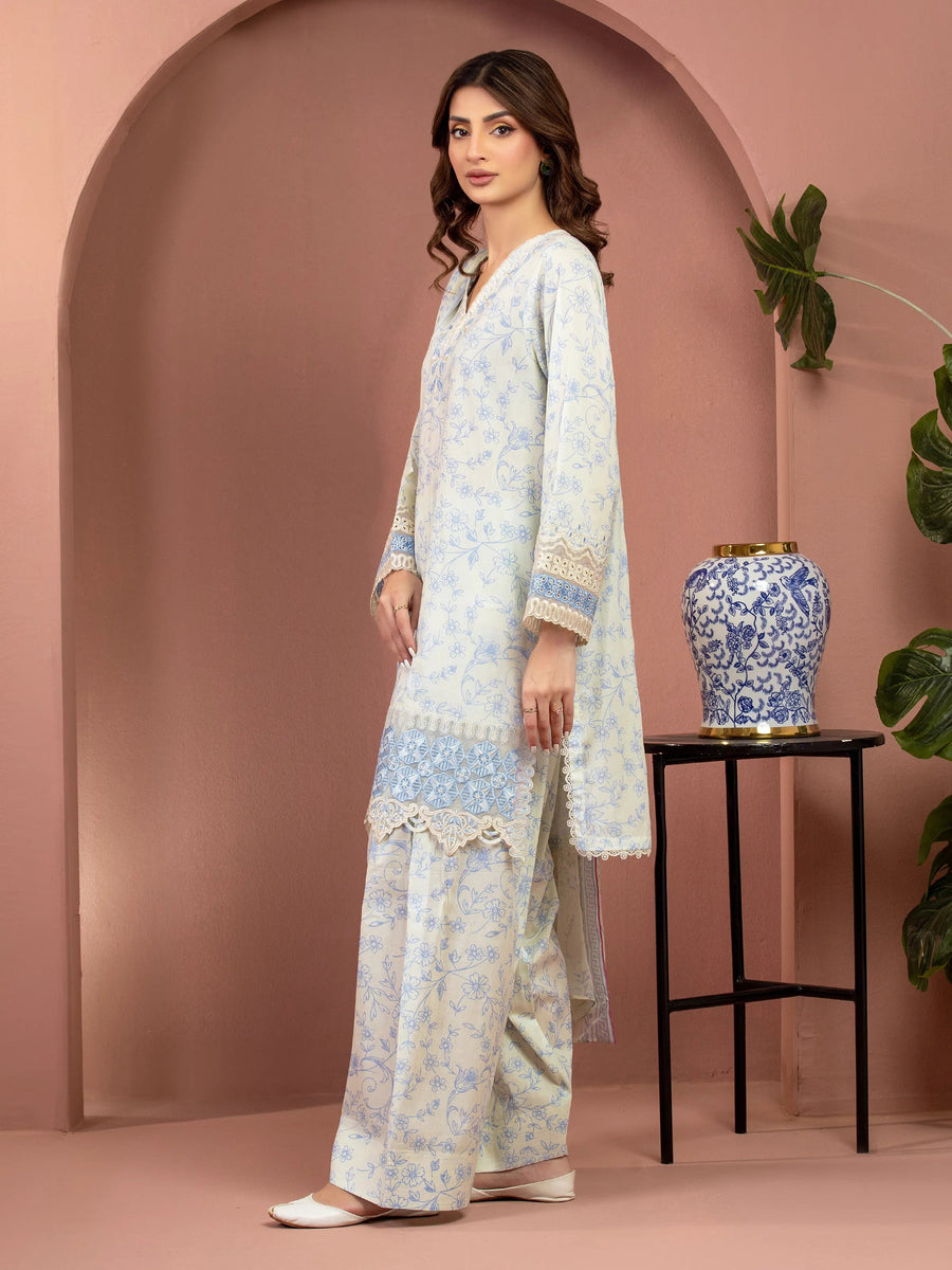 edenrobe Premium Lawn Unstitched Embroidered 3Pc Suit EWU5V1-31487