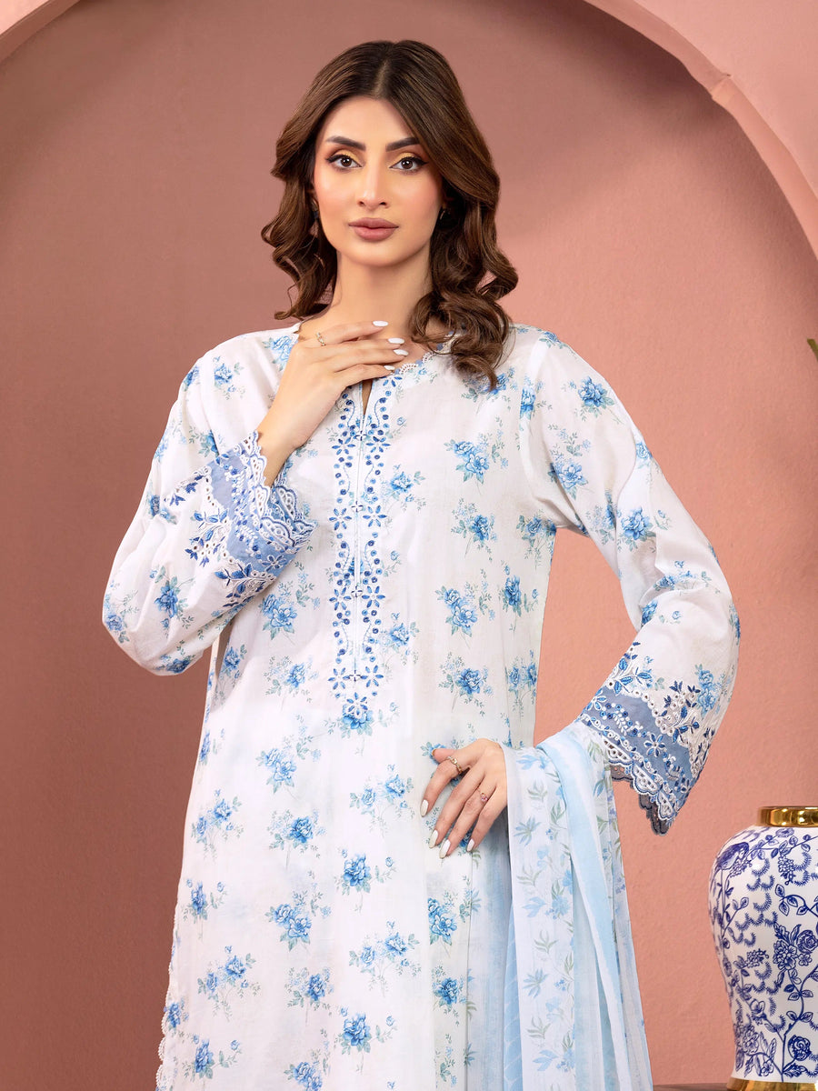 edenrobe Premium Embroidered Lawn Unstitched 3Pc Suit EWU5V1-31488