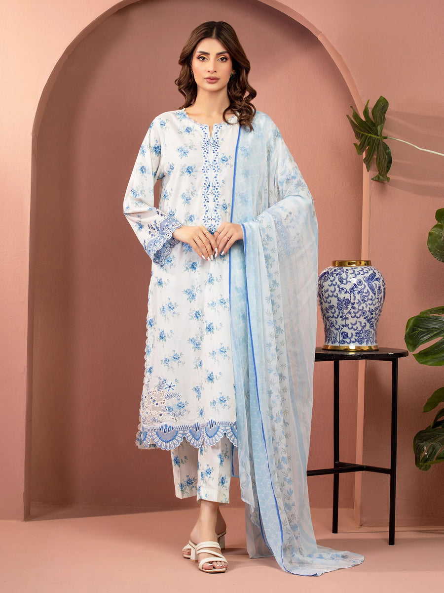 edenrobe Premium Embroidered Lawn Unstitched 3Pc Suit EWU5V1-31488