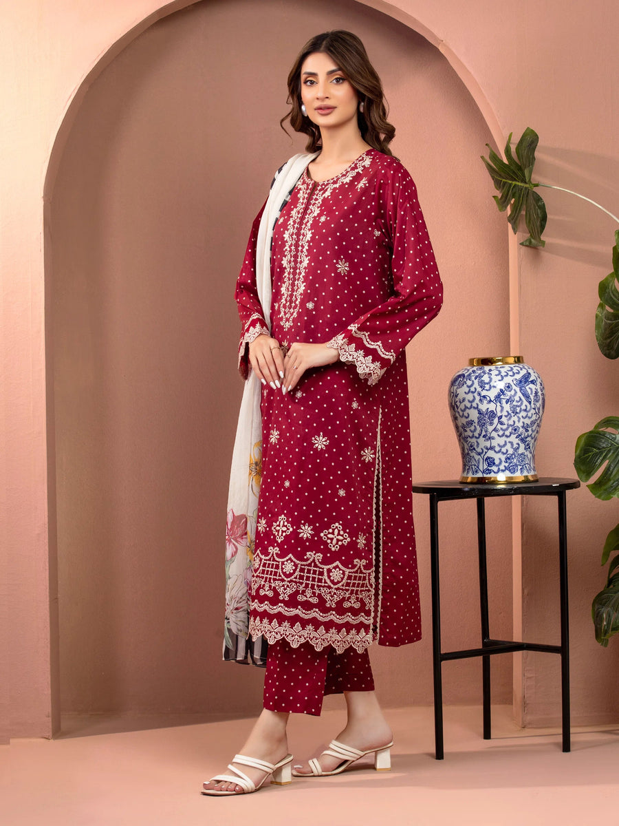 edenrobe Premium Lawn Unstitched Embroidered 3Pc Suit EWU5V1-31492