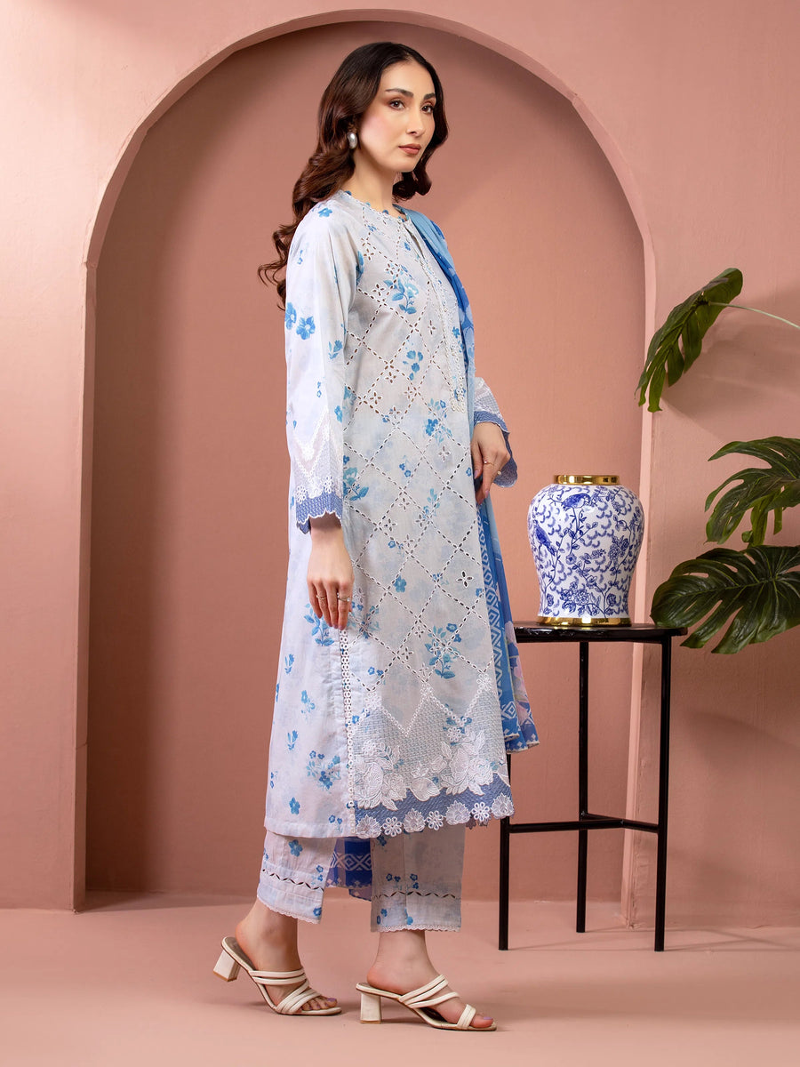 edenrobe Premium Lawn Unstitched Embroidered 3Pc Suit EWU5V1-31494