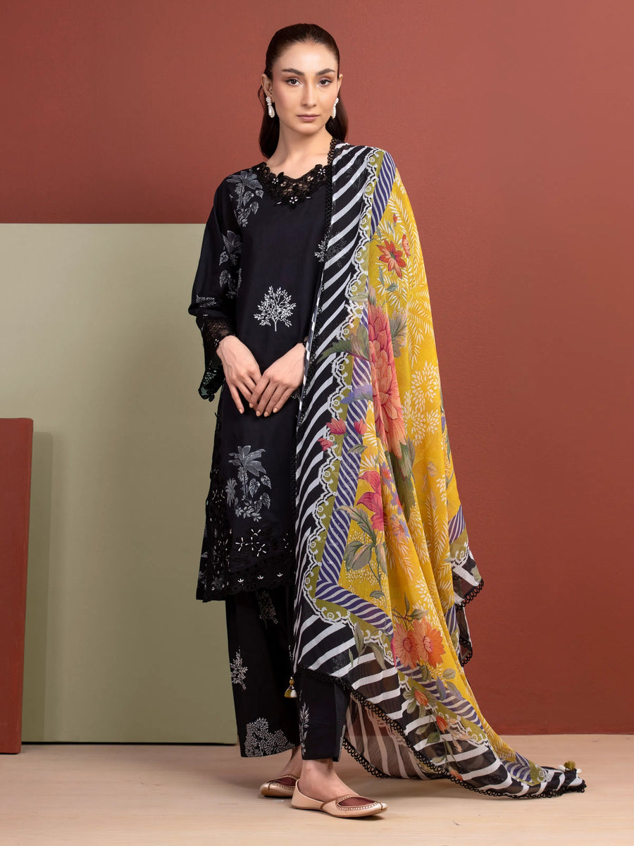 edenrobe Premium Lawn Unstitched Embroidered 3Pc Suit EWU5V1-31496