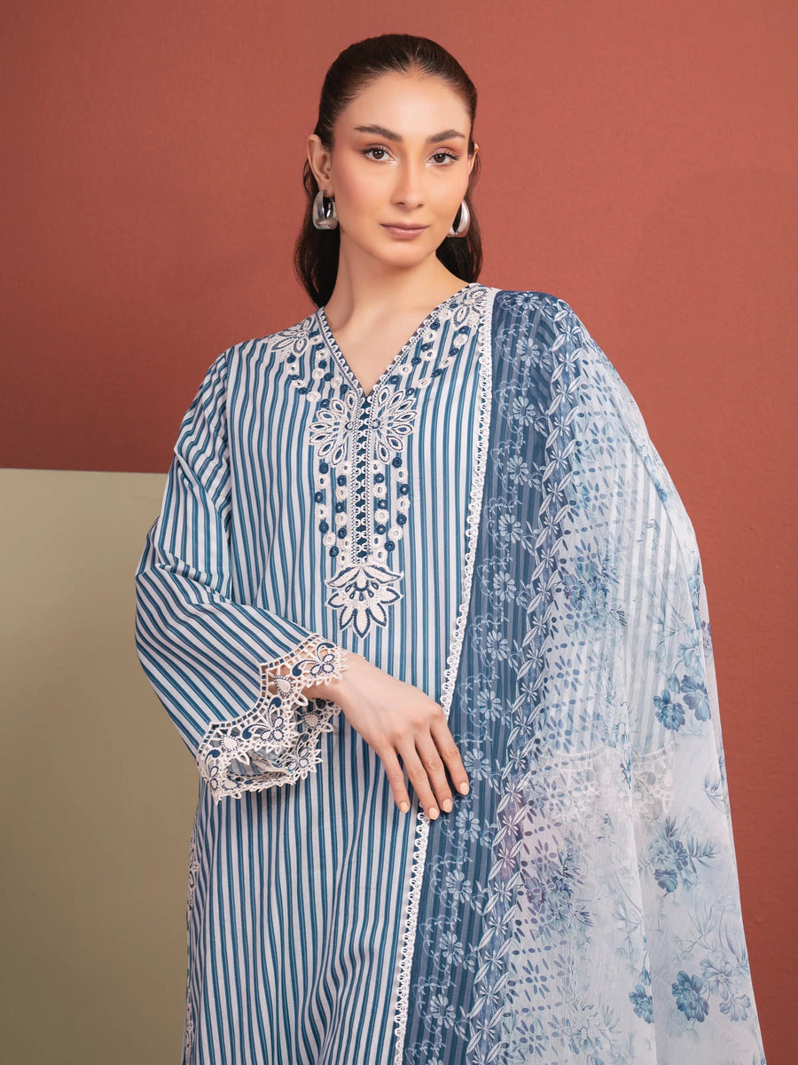 edenrobe Premium Lawn Unstitched Embroidered 3Pc Suit EWU5V1-31497