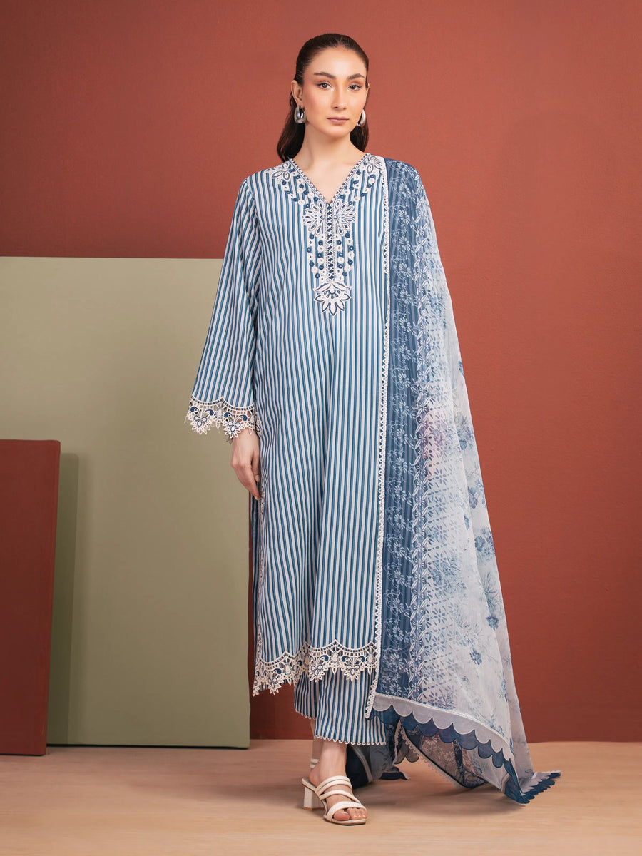 edenrobe Premium Lawn Unstitched Embroidered 3Pc Suit EWU5V1-31497