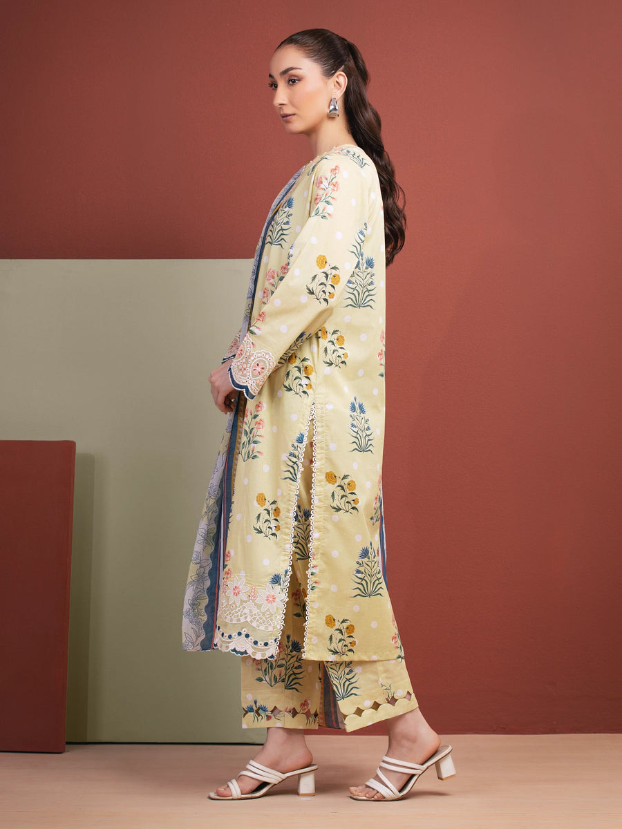 edenrobe Premium Lawn Unstitched Embroidered 3Pc Suit EWU5V1-31498