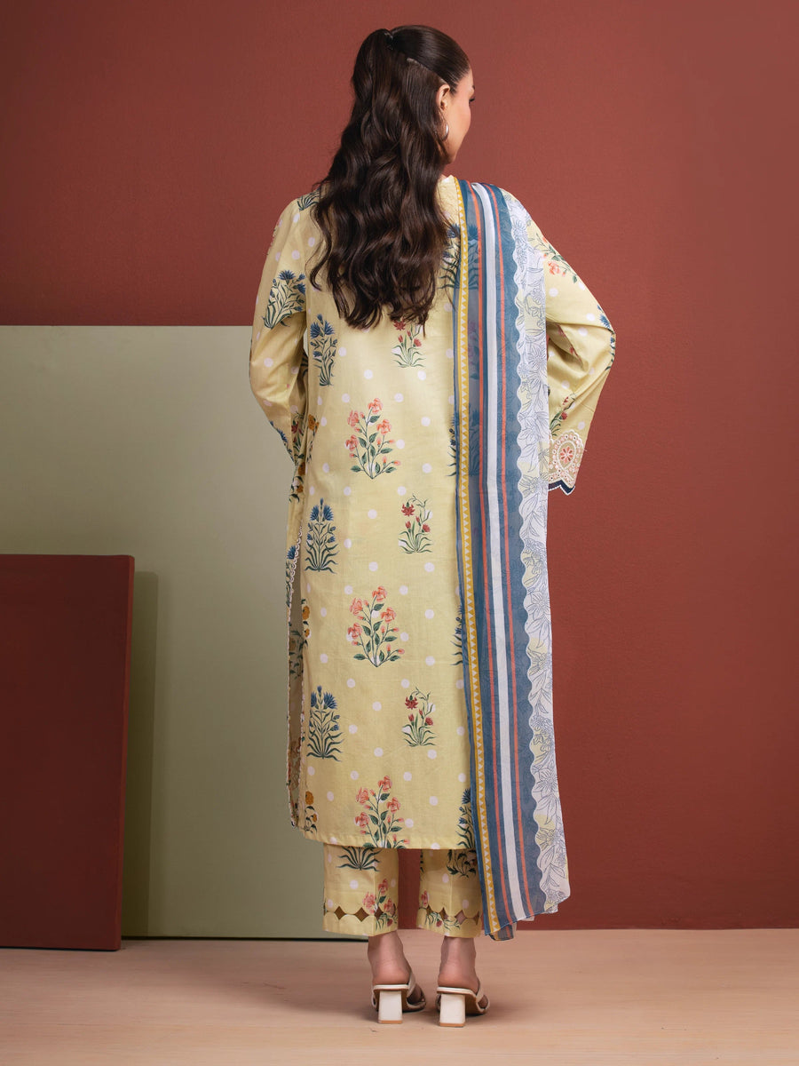 edenrobe Premium Lawn Unstitched Embroidered 3Pc Suit EWU5V1-31498