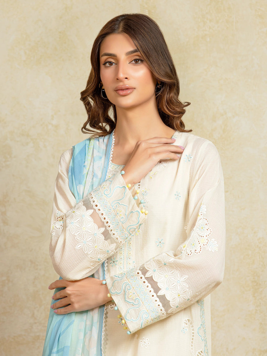edenrobe Premium Festive Unstitched Cambric 3Pc Suit EWU5V1-31700
