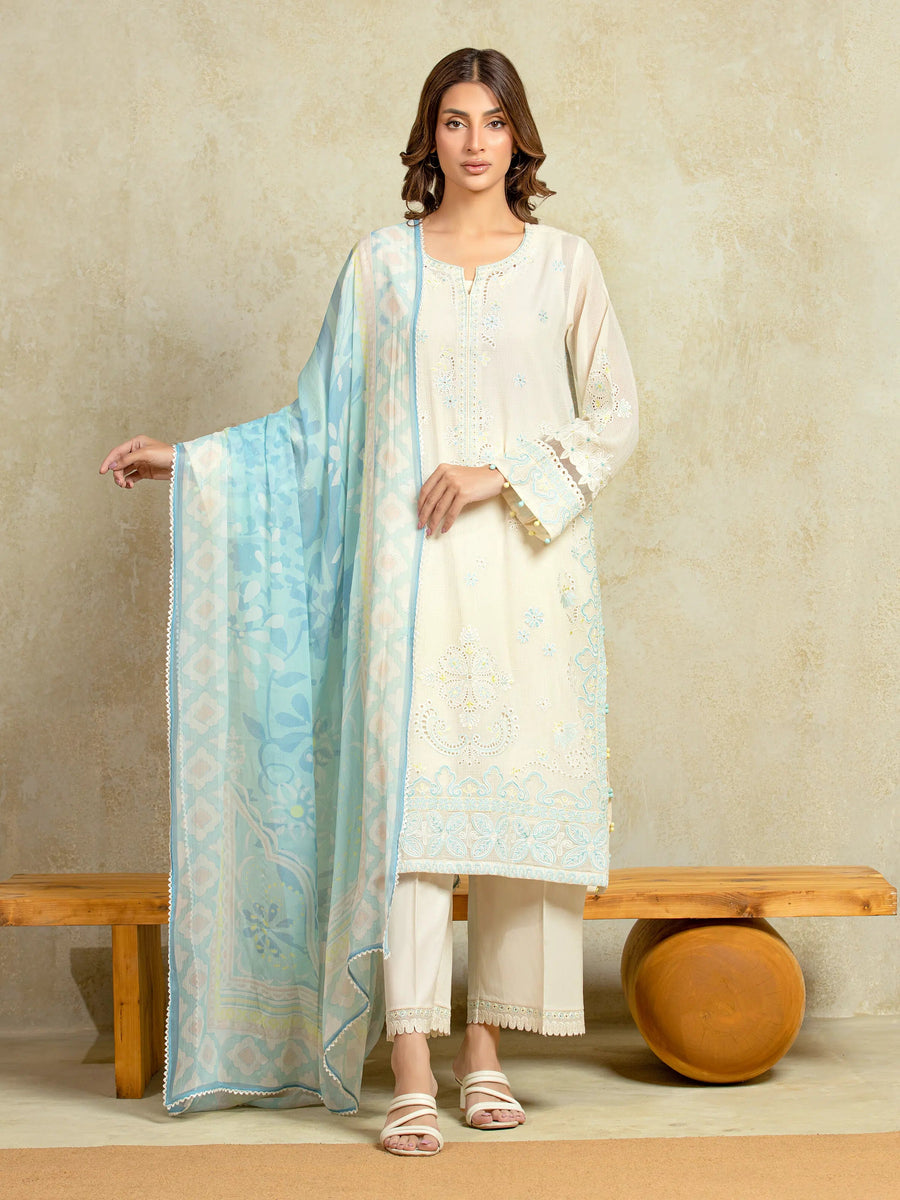 edenrobe Premium Festive Unstitched Cambric 3Pc Suit EWU5V1-31700