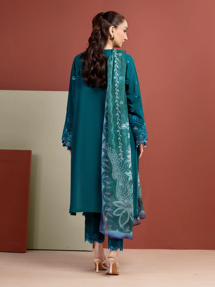 edenrobe Premium Festive Unstitched Slub Lawn 3Pc Suit EWU5V1-31702