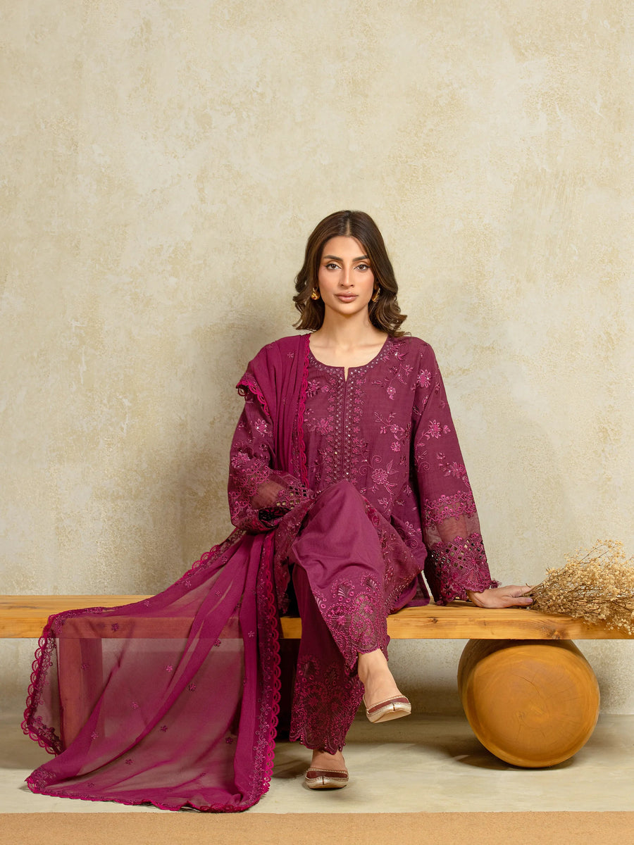 edenrobe Premium Festive Unstitched Lawn 3Pc Suit EWU5V1-31708