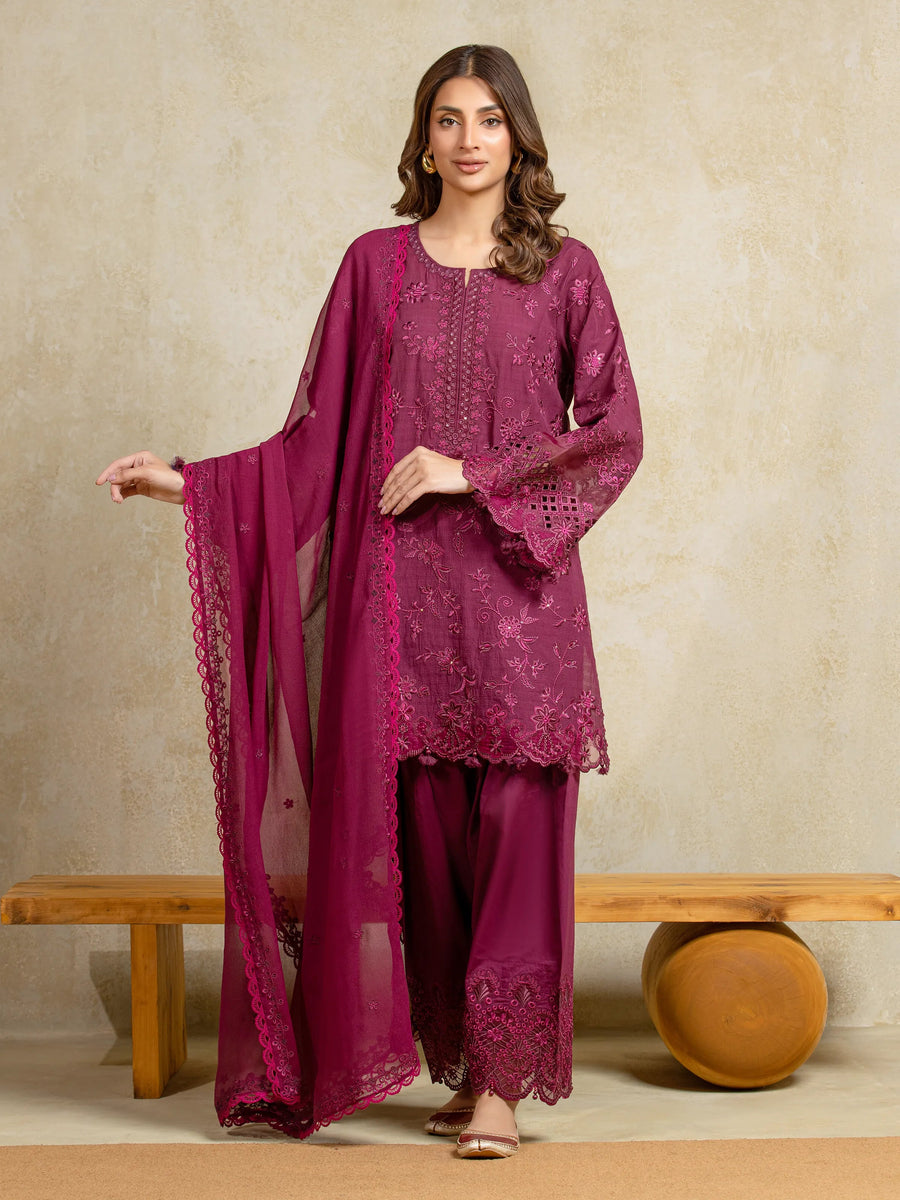 edenrobe Premium Festive Unstitched Lawn 3Pc Suit EWU5V1-31708