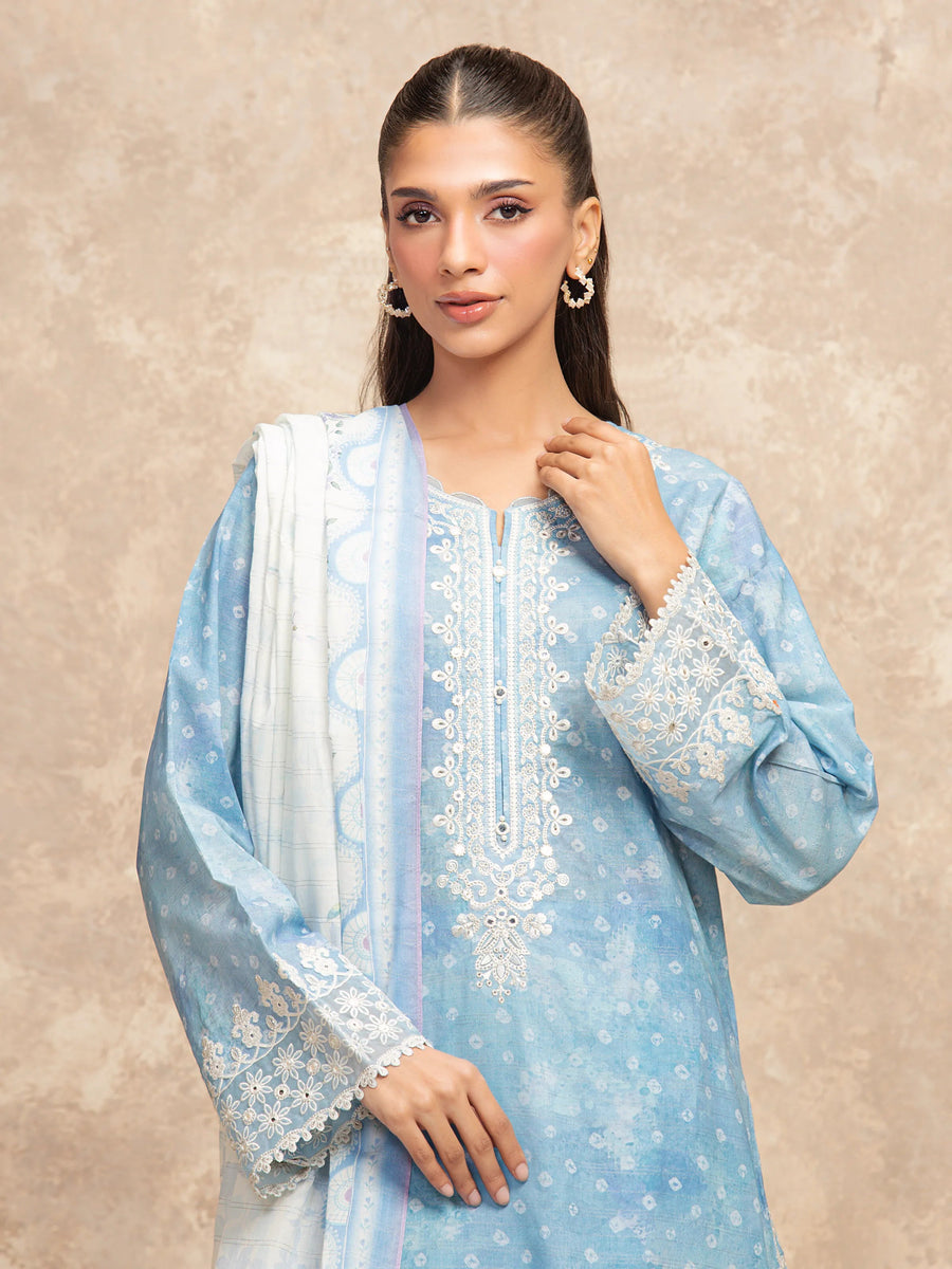 edenrobe Premium Festive Unstitched Lawn 3Pc Suit EWU5V1-31876
