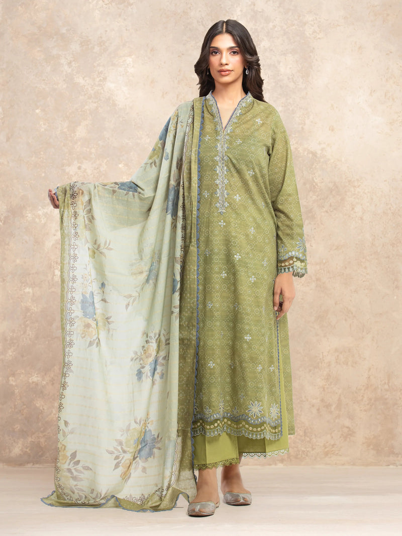 edenrobe Premium Festive Unstitched Lawn 3Pc Suit EWU5V1-31877