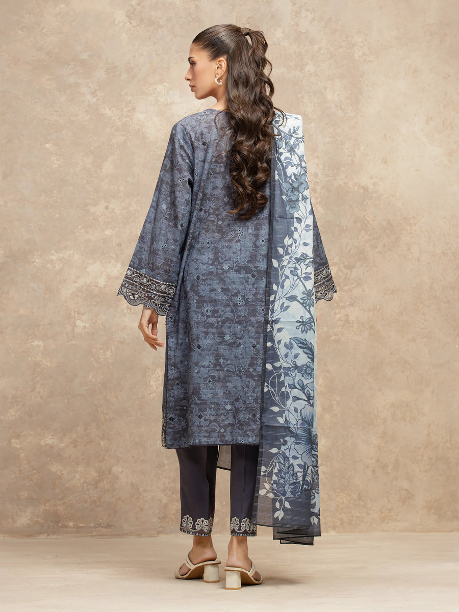 edenrobe Premium Festive Unstitched Lawn 3Pc Suit EWU5V1-31878