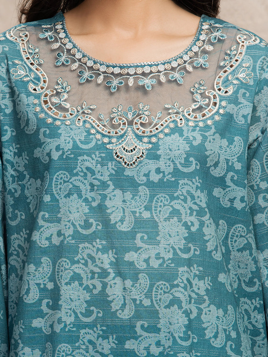 edenrobe Premium Festive Unstitched Zari Lawn 3Pc Suit EWU5V1-31879