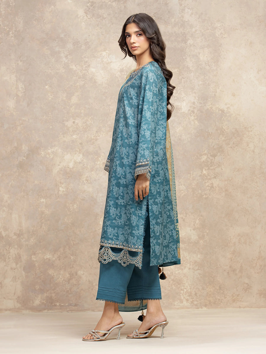 edenrobe Premium Festive Unstitched Zari Lawn 3Pc Suit EWU5V1-31879